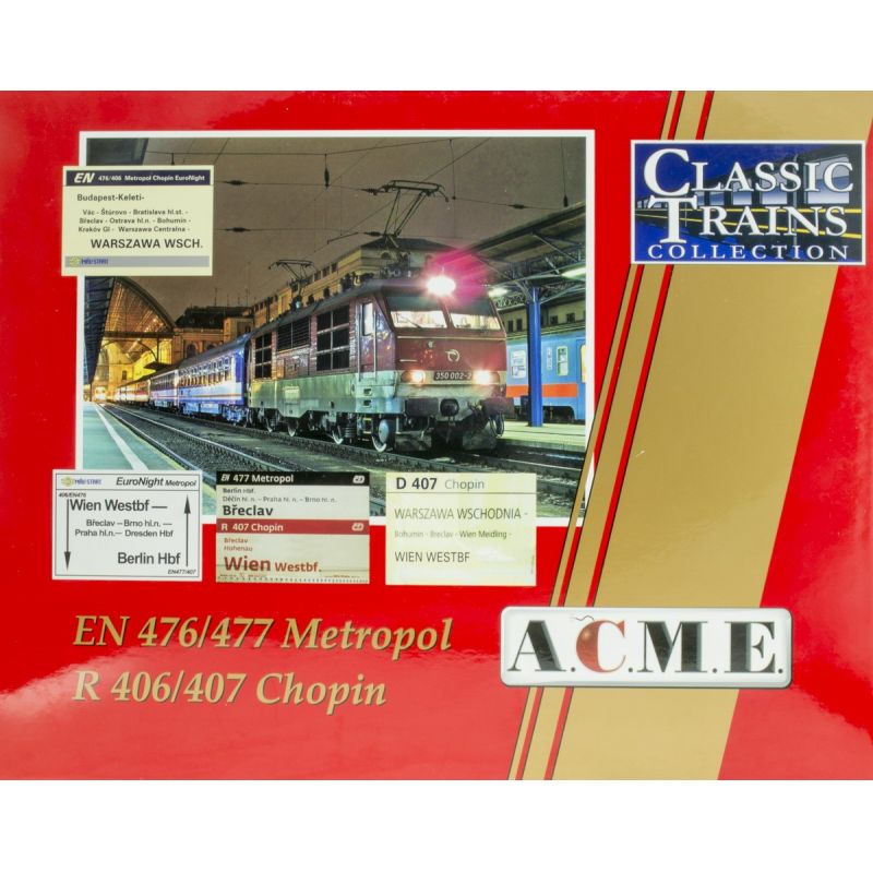 ACME 55119 Személykocsi készlet EuroNight Metropol-Chopin, MÁV/CD/ÖBB/PKP VI, 1. készlet