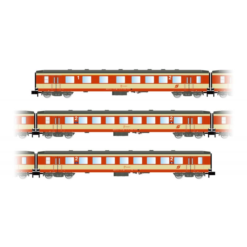 Arnold HN4249 3db Személykocsi “Schlieren” ÖBB, “K2-design”, contains 1 x 1o./2o. BR and 2 x 2o. BR Személykocsi