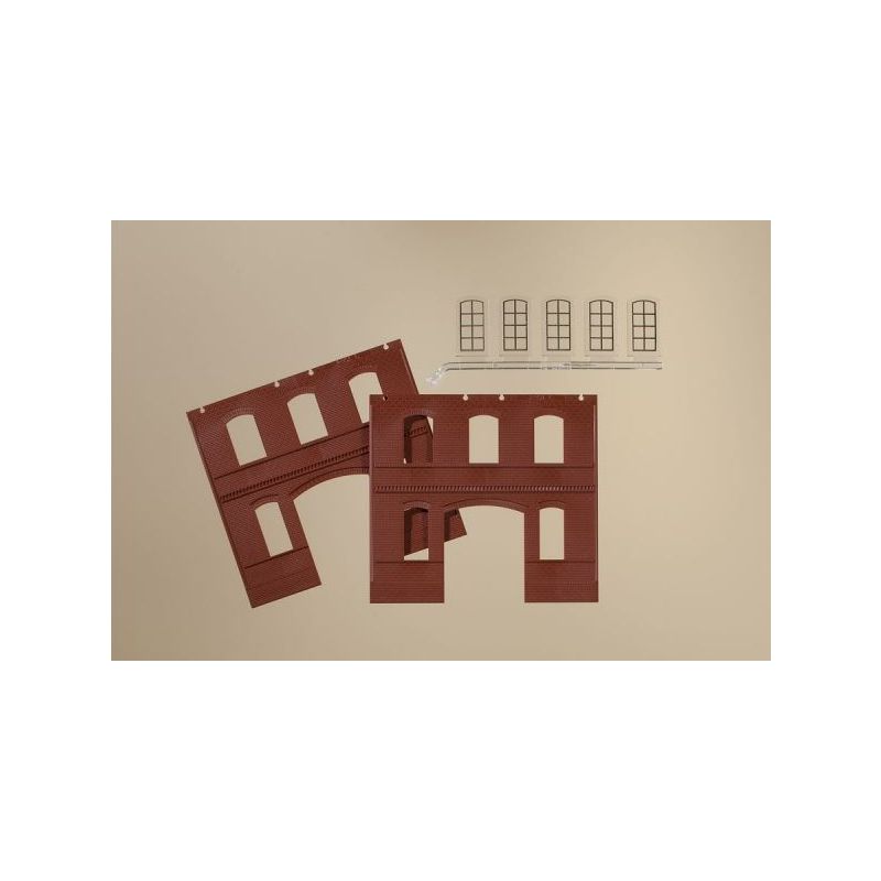 Auhagen 80523 Vörös-falak /2391C/ ipari-ablakok /bal/ /Wände 2391C rot, Industriefenster L/