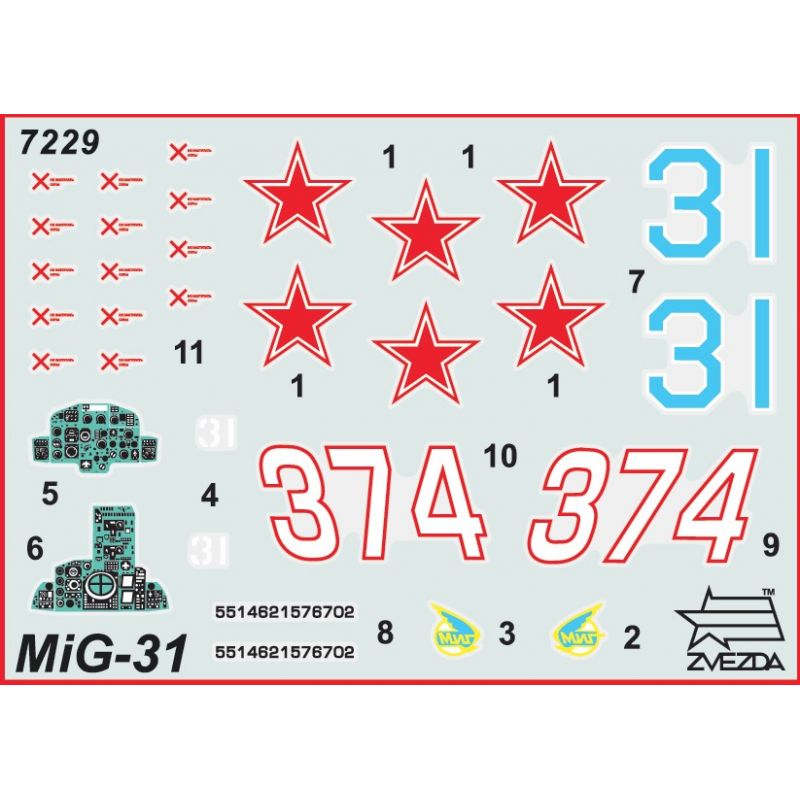 Zvezda 7229 MIG-31 Soviet Interceptor makett 1:72