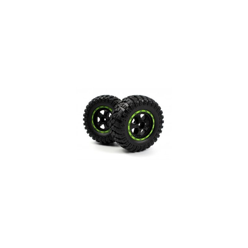 BLACKZON 540183 Smyter Desert Wheels/Tires Assy (Blk/Green/2pcs)