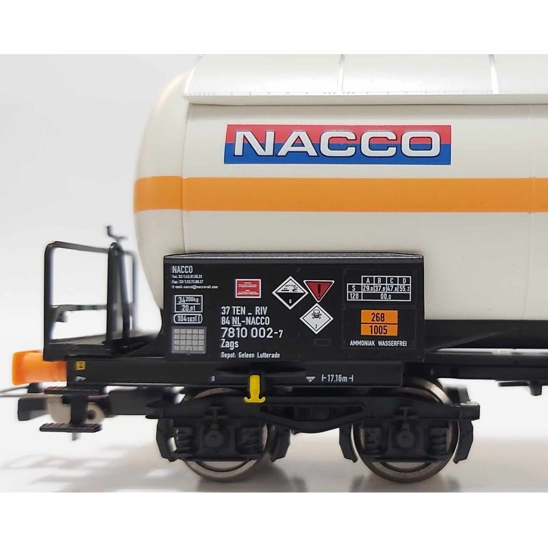 PIKO 24622 Nagynyomású gáz szállító tartálykocsi, napvédő tetővel, Nacco, NL VI