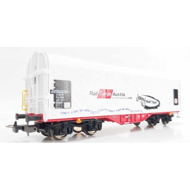 PIKO 58982 Eltolható oldalfalú ponyváskocsi, Shimmns, Rail Cargo Austria VI, graffitivel, 3. pályaszám