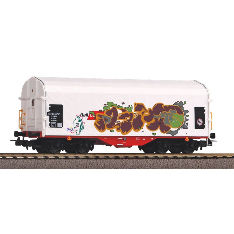 PIKO 58982 Eltolható oldalfalú kocsi Shimmns, Rail Cargo Austria VI, graffitivel