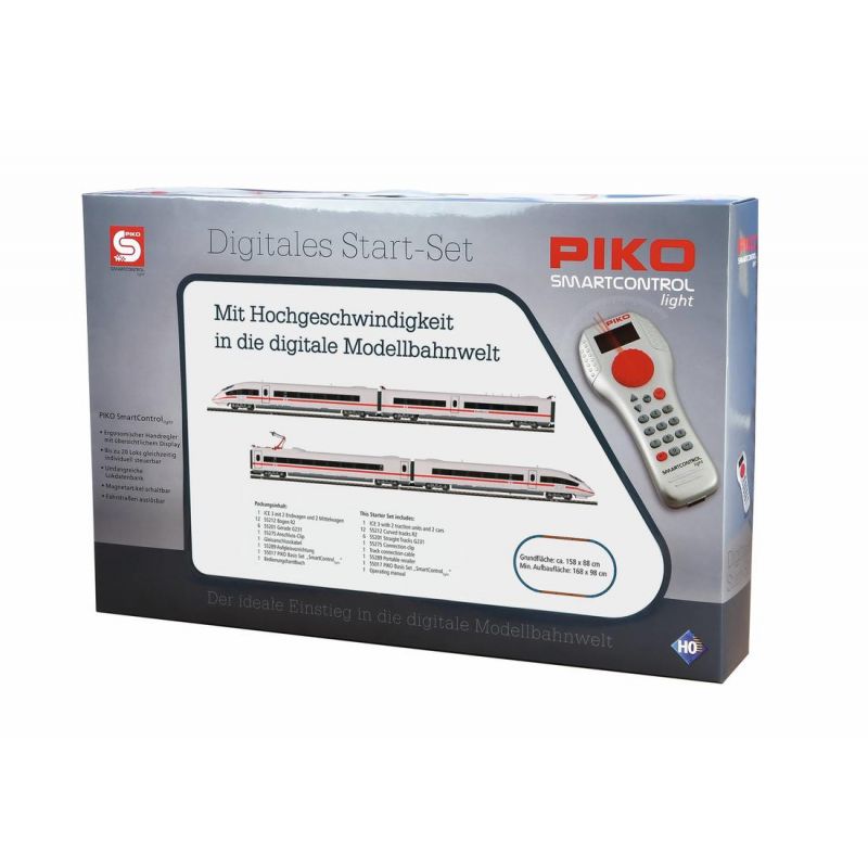 PIKO 59027 SmartControl light digitális kezdőkészlet, ICE 3 szerelvény ágyazatos sínnel, DB AG VI