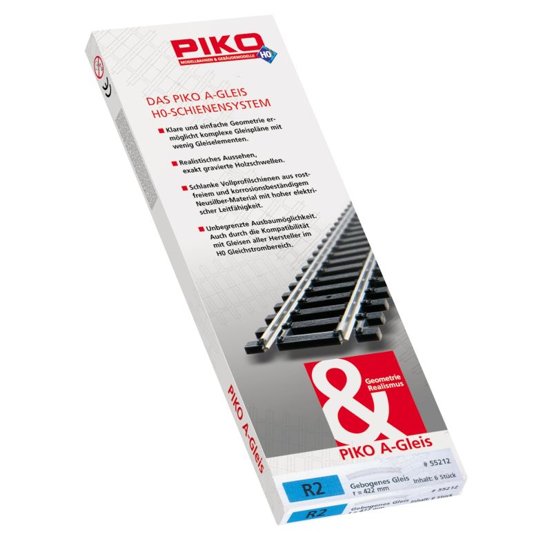 Piko 55212 Íves sín, R2, 422 mm, 30, 6 db