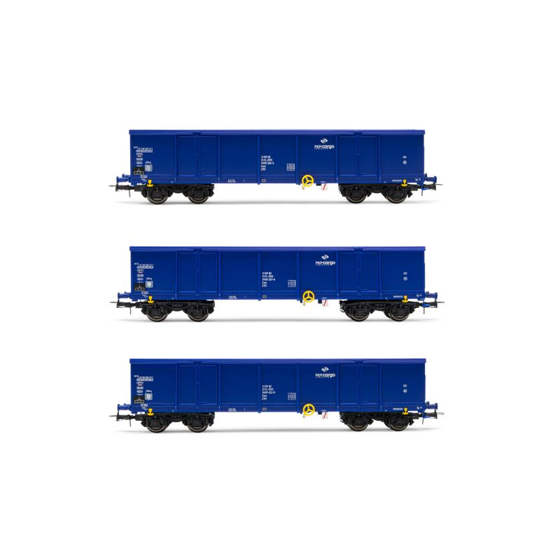 Rivarossi HR6536 Nyitott teherkocsi készlet, Eaos, fémhulladék-rakománnyal, PKP Cargo VI