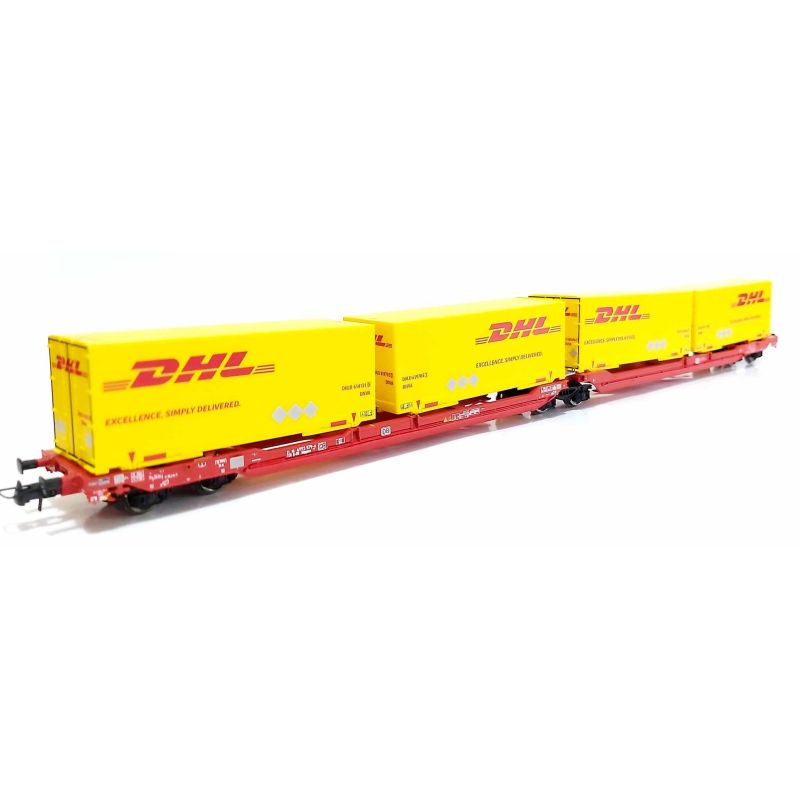 Roco 6600057 Iker zsebeskocsi, Sdggmrs 738/T3000e, DHL cserefelépítményekkel, DB AG VI