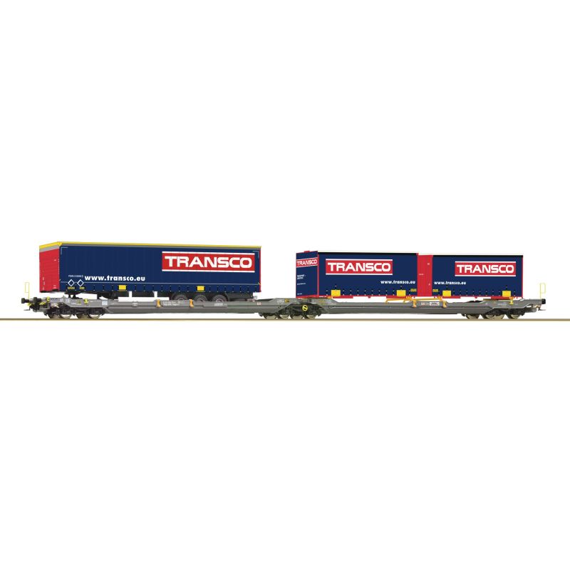 Roco 6600113 Doppeltwg. T3000e Hupac+Transco Trailer + WB