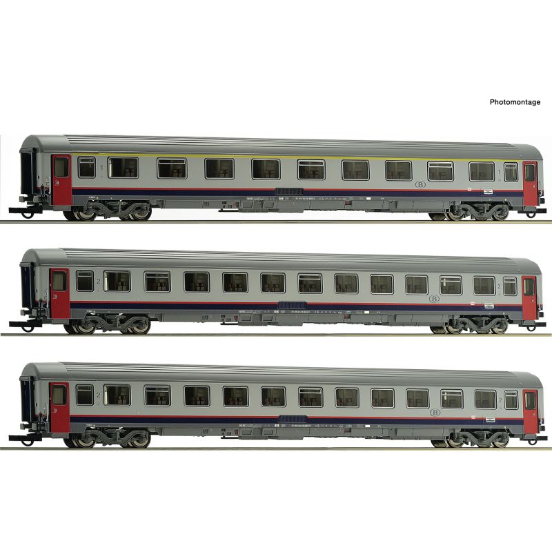 Roco 74063 Személykocsi készlet, 1.o. + 2 x 2.o., Eurofima, SNCB V-VI