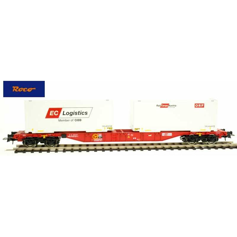Roco 76933 Konténerszállító kocsi Sgns, ORF/EC Logistics, Rail Cargo Austria, ÖBB VI