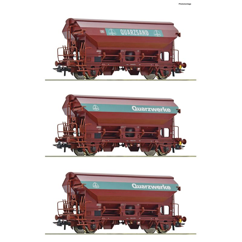 Roco 77052 Szétnyíló tetejű kocsi készlet, Tdgs, Quarzwerke, DB IV