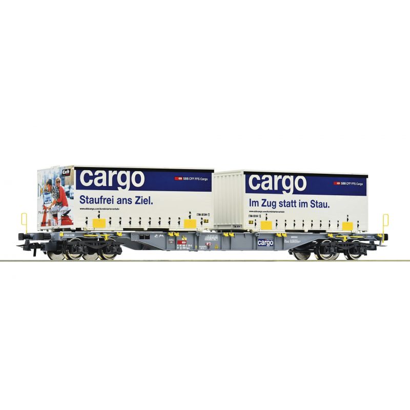 Roco 77341 Konténerszállító kocsi Sgnss, Cargo konténerekkel, SBB VI