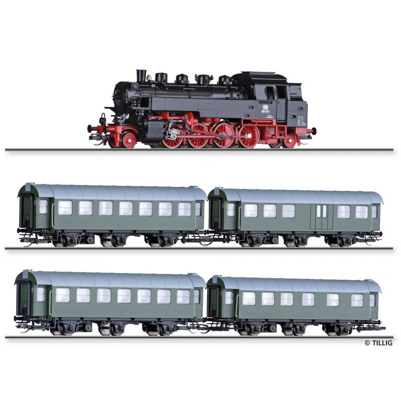 Tillig 01004 Vonat szett „DB-Personenzug 50er Jahre“, BR 86 gőzmozdony személykocsikkal, DB III