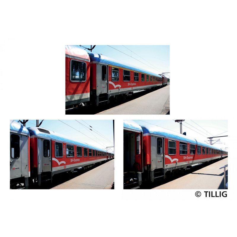 Tillig 01044 személykocsiset Schleswig-Holstein-Express DB AG, 3 személykocsi, Ep. V