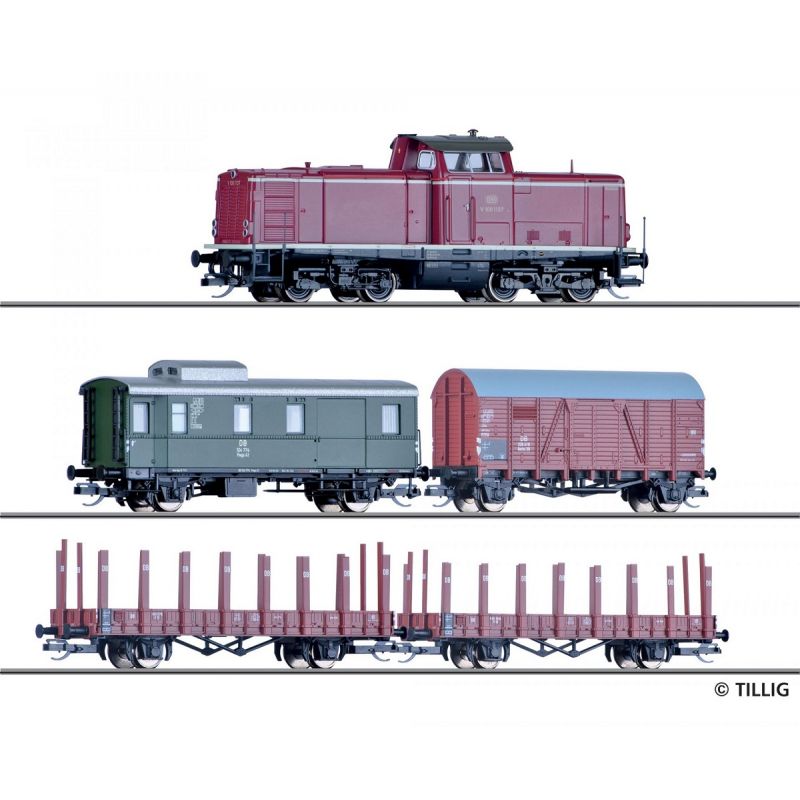 Tillig 01213 startszett-Güterzug mit Modellgleisoval DB, Ep. III
