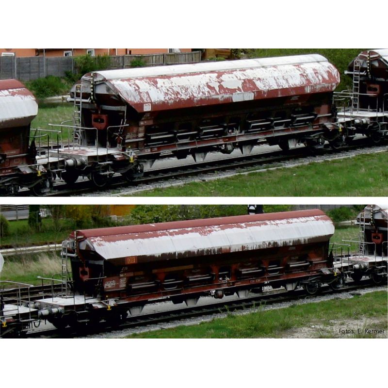 Tillig 01819 Güterwagenset der DB AG, bestehend aus zwei Schwenkdachwagen Tads-z 958, gealtert, Ep. VI