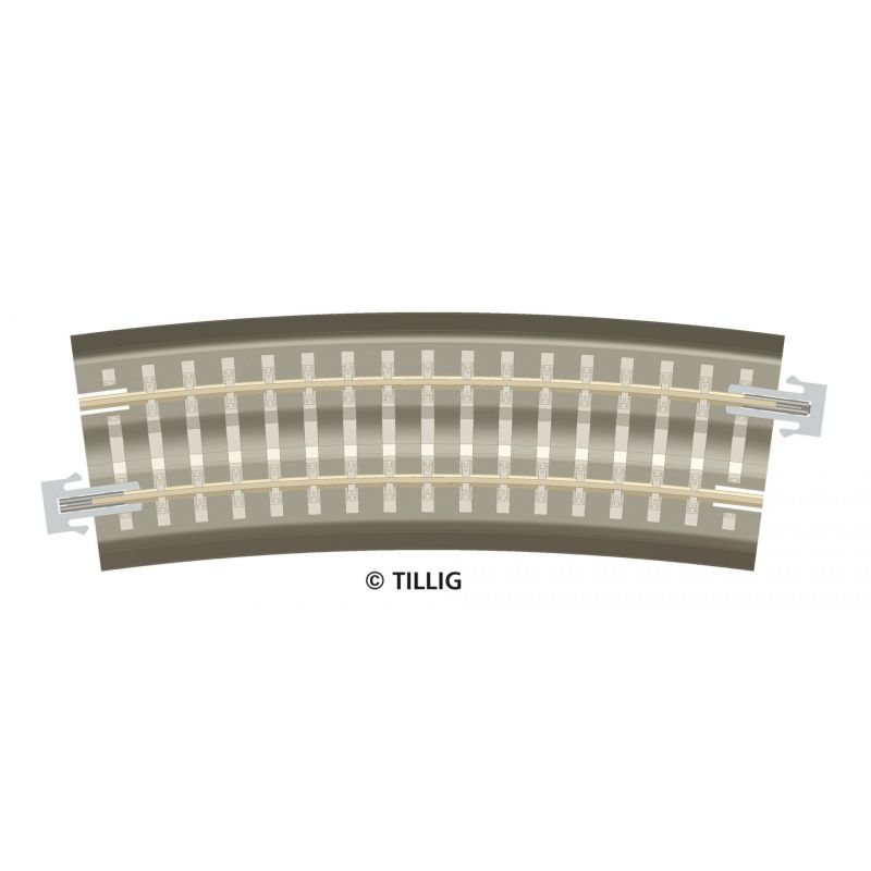 Tillig 83772 Bettungsgleis grau BR 3-ü Gebogenes Gleis, R 396 mm Übergang