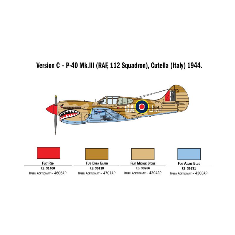 2795 Italeri P-40 E/K Kittyhawk repülő 1:48