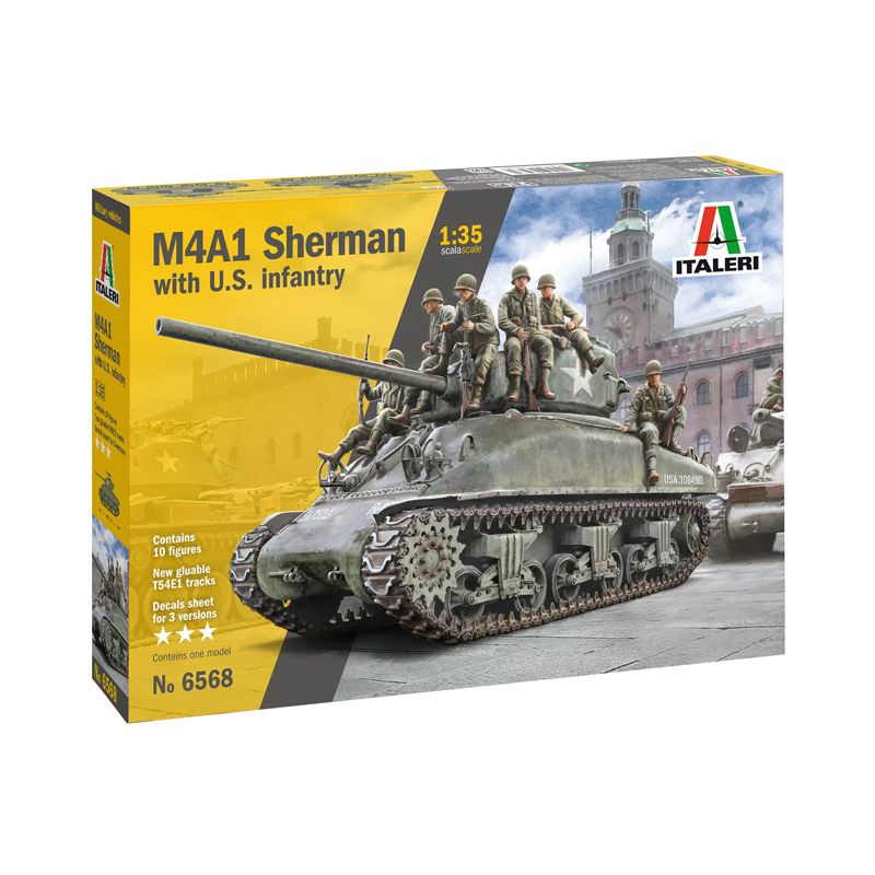 6568S ITALERI M4A1 Sherman gyalogsággal 1:35